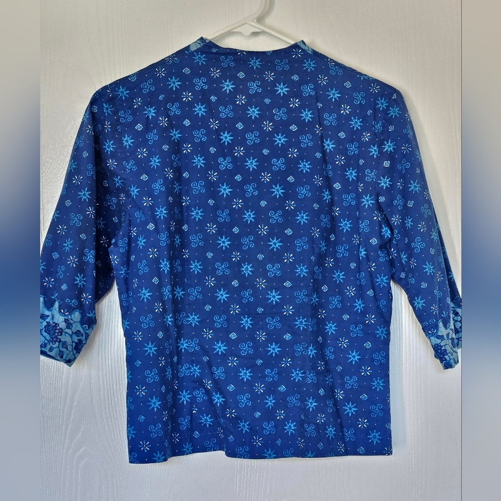 Blue Patterned Long Sleeve Top